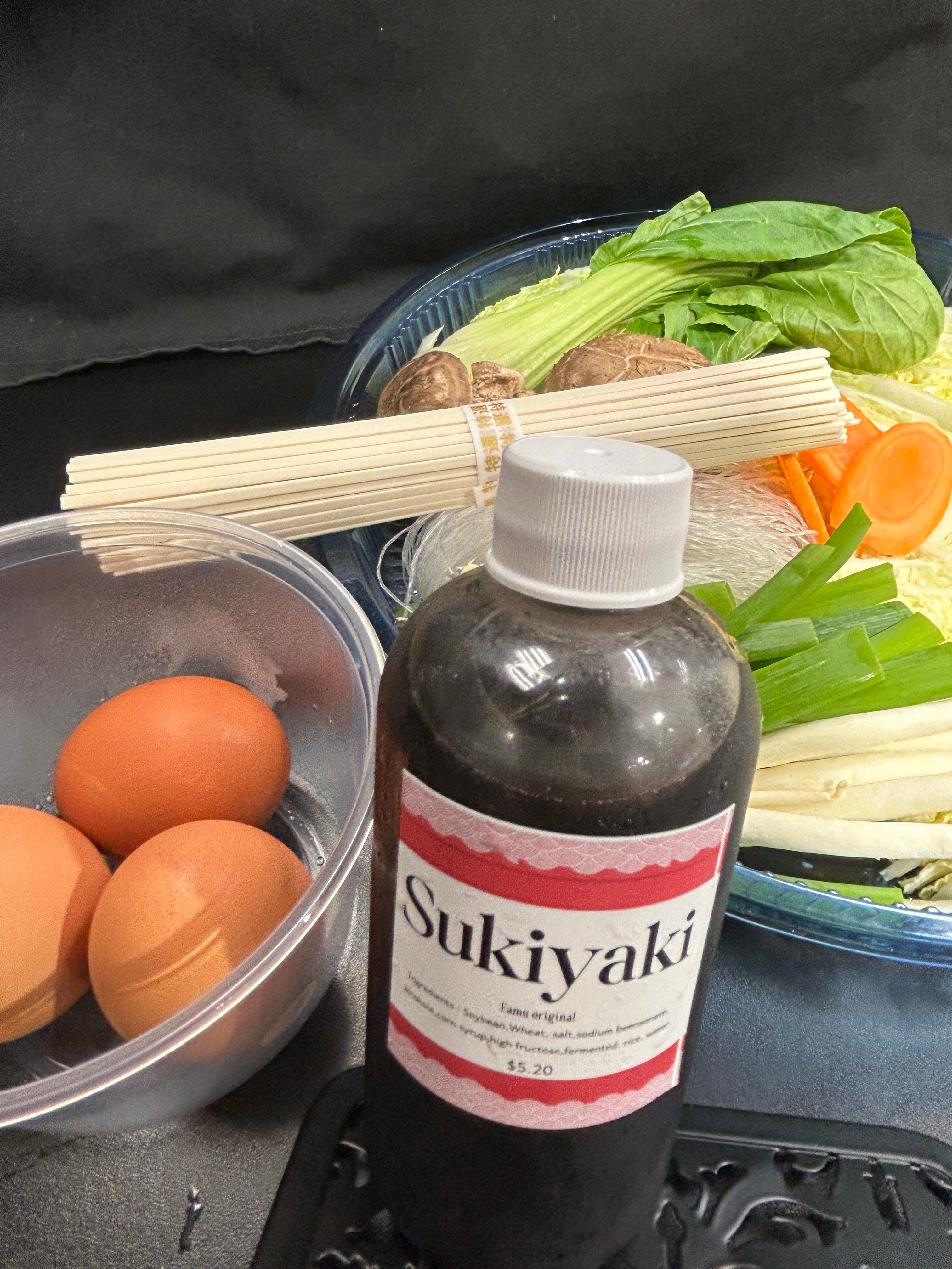 Set of Vegetable for Sukiyaki with Pasteurized Egg